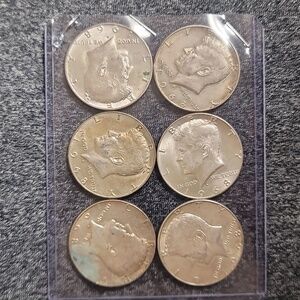 6 pc 1968 silver half dollar collection